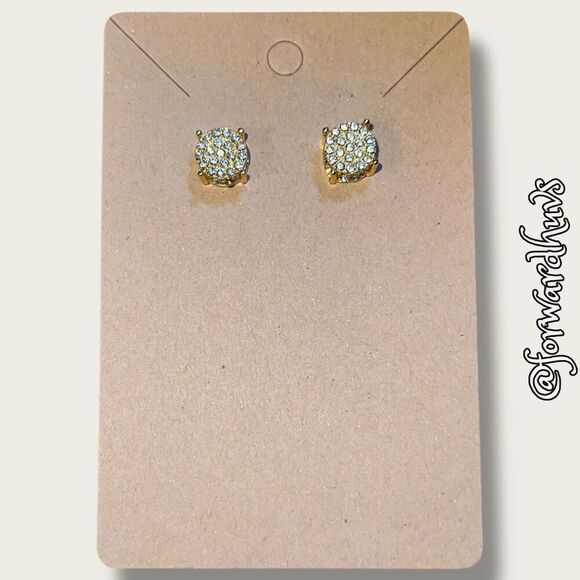 Bundle Sale 3 for $15 | Gold Tone Rhinestone Stud Earrings – Multi-Sided Sparkle - Picture 7 of 9
